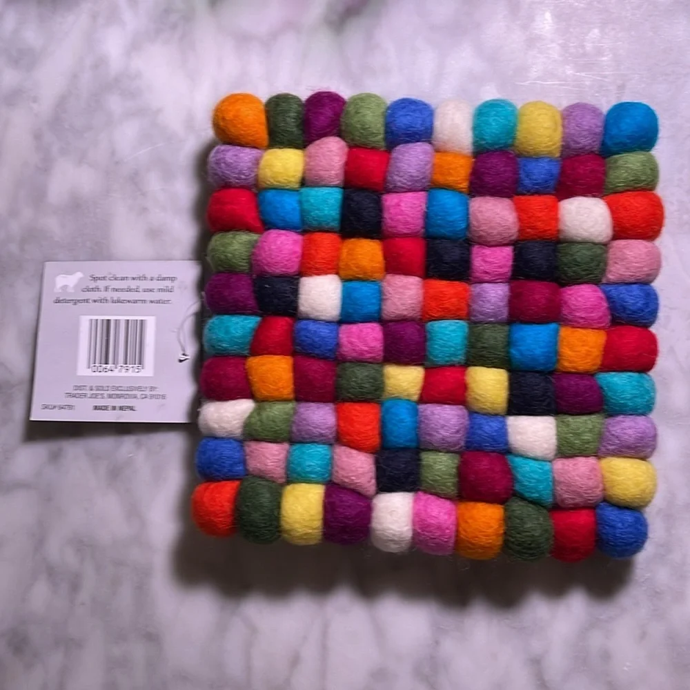 Trader Joe’s Handcrafted Felted Wool Trivet -NWT,never used,whimsical multicolor - Picture 2 of 12